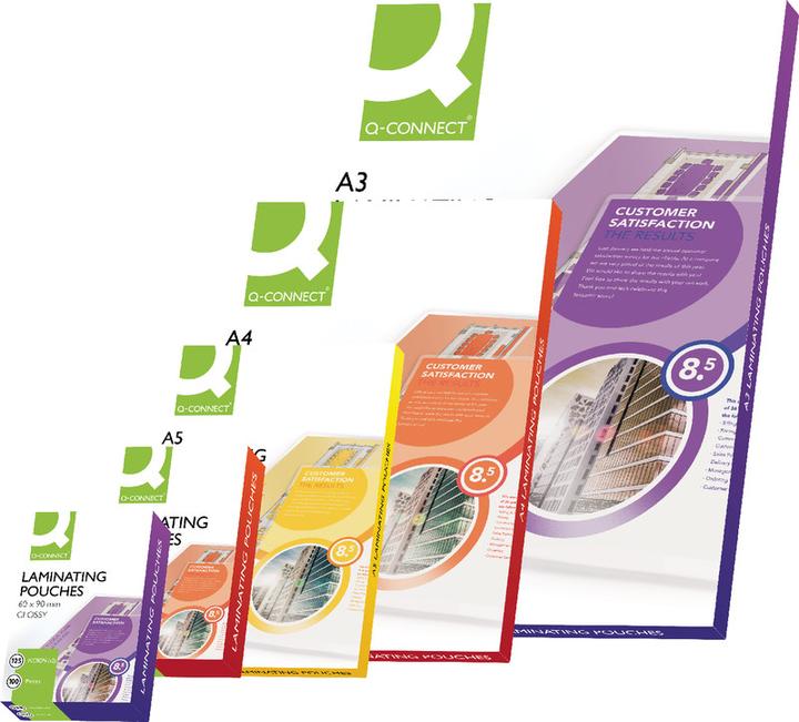 Produktbild Q-Connect Laminierfolien glänzend (A3, 100 Stück, 80 µm)