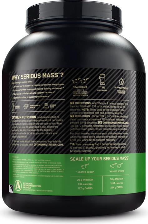 Produktbild Optimum Nutrition Serious Mass (Cookies and Cream, 1 Stk., 2722 g)