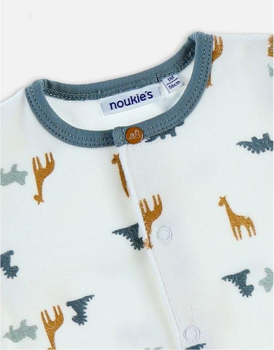 Image du produit Noukies grenouillère velours avec animaux blanc taille 80 (80)