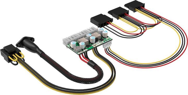 Actual product image Akasa Compact Power 200W DC-to-DC ATX Adapter with 4-pin Power DIN for Small Form Factor Chassis (200 W)