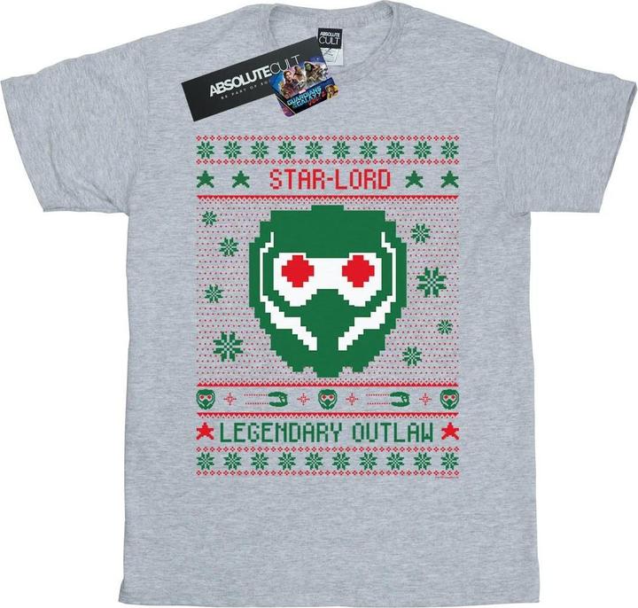 Actual product image Womens/Ladies Guardians Of The Galaxy Vol. 2 Star Lord Fair Isle Cotton Boyfriend T-Shirt (L)