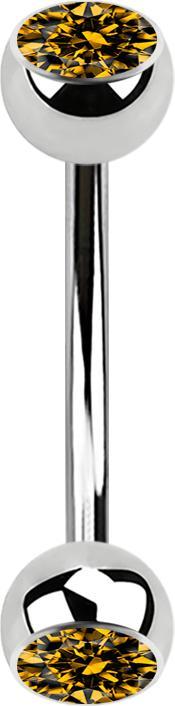 Immagine prodotto Star Piercing Micro banana in argento con due sfere di cristallo topazio (Acciaio chirurgico 316L)