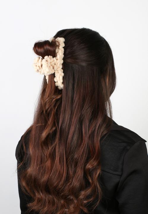 Actual product image Trisa Fashion clamp with fabric knot black, brown 2 pcs. (2 pcs.)
