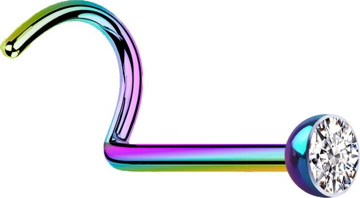 Image du produit Star Piercing Clous de nez courbes colorés avec cristal argenté (Acier chirurgical 316L, sans laiton)