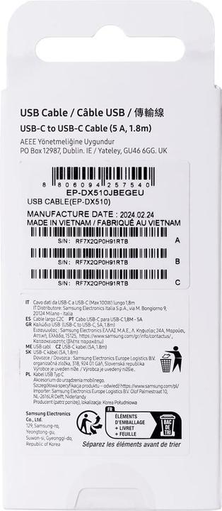 Produktbild Samsung USB C – USB-C (1.80 m, USB 2.0)