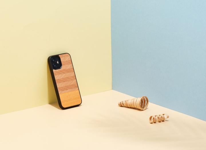 Produktbild Man.Wand & WOOD case for iPhone 12 mini herringbone arancia black (Apple iPhone 12 mini)