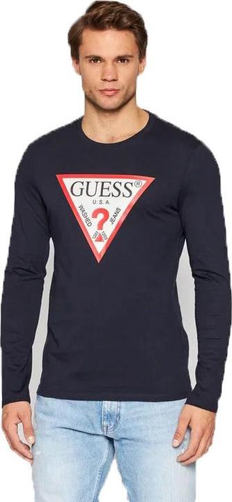 Produktbild Guess Herren CN LS ORIGINAL Logo Shirt, Navy/Weiss/Rot/Schwarz, M (M)