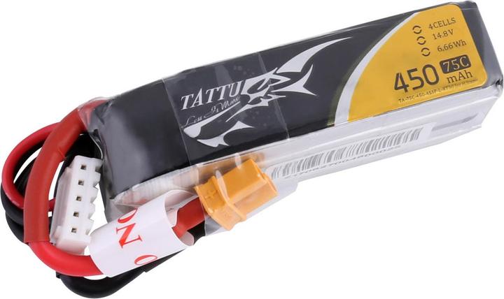 Actual product image Tattu RC Battery LiPo 450 mAh 14.8 V 75C Long (14.80 V, 450 mAh)