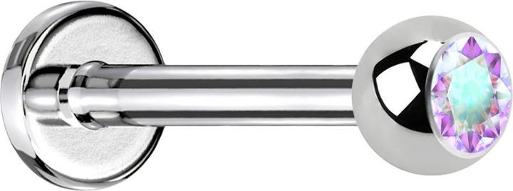 Produktbild Star Piercing Labret silber mit Kugel Kristall multcolor (ohne Messing, Chirurgenstahl 316L)