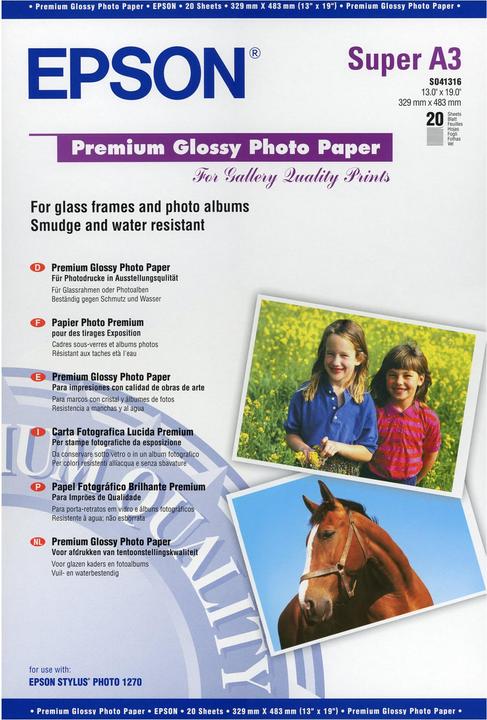 Actual product image Epson Premium Glossy (250 g/m², A3+, 20 x)