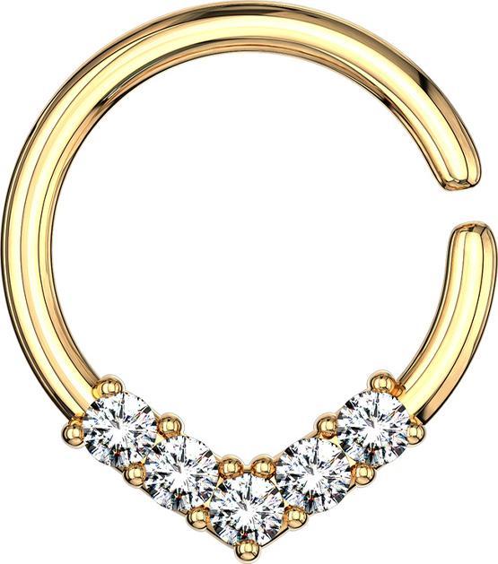 Produktbild Star Piercing Micro Piercing Ring 14k vergoldet rund mit Kristallen (Messing)