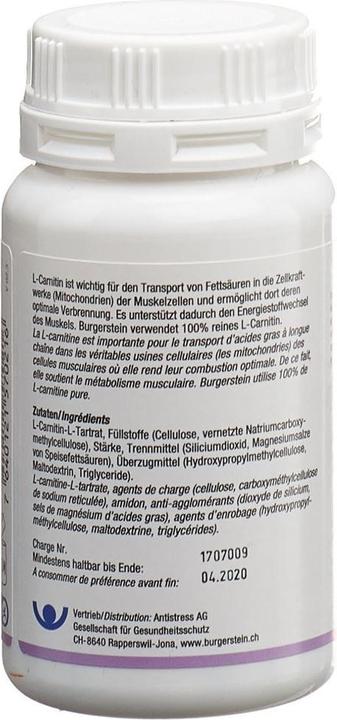 Valori nutrizionali e ingredienti Burgerstein L-Carnitina (1 Pezzo/i, Pillole, 134 g)