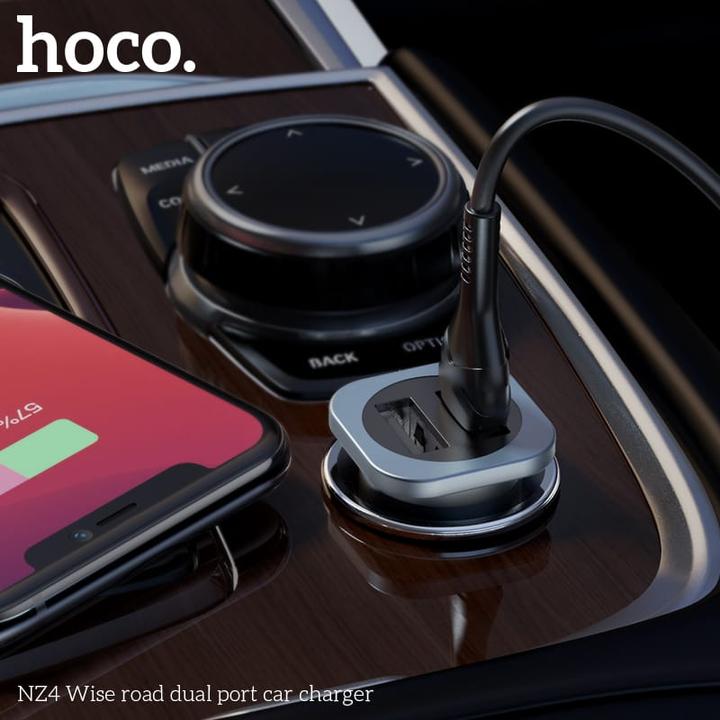 Image du produit Hoco NZ4 Wise Road Chargeur de voiture à double port, gris