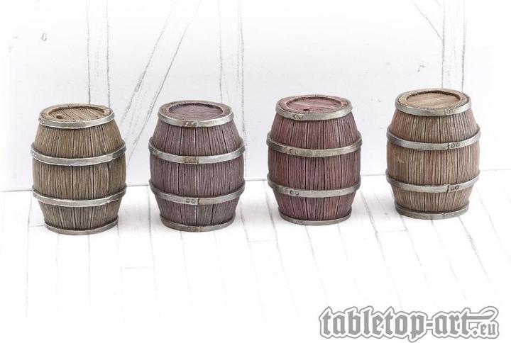 Actual product image Tabletop-Art Accessories wooden barrels set 3 - Large barrels 4 parts