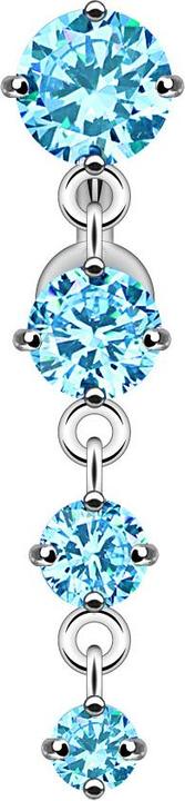 Produktbild Star Piercing Banane silber mit Anhänger vier Kristallen aqua (ohne Messing, Chirurgenstahl 316L)