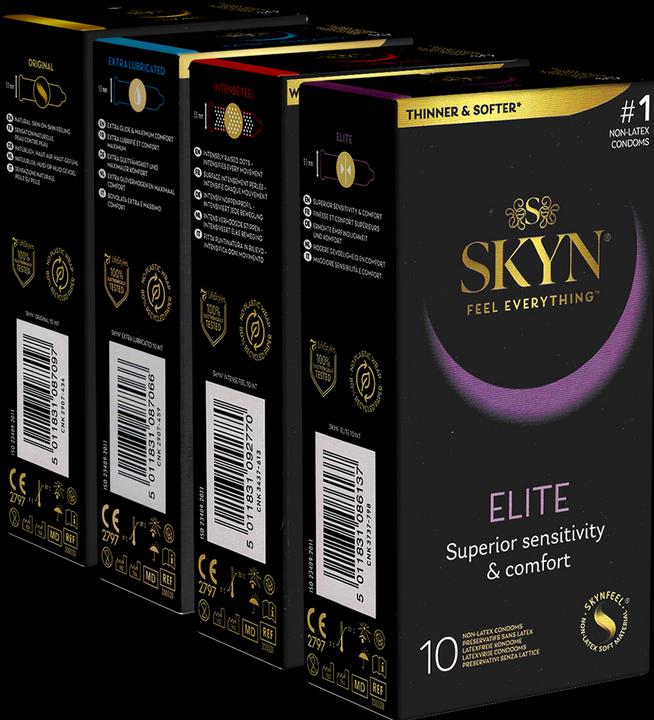 Produktbild Skyn «Probier-Set» 4 Sorten latexfreie Kondome zum Ausprobieren und Geniessen (40 Stk.)