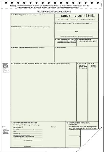 Image du produit Rnk Éditeur Formulaire "Certificat de circulation des marchandises EUR.1 (2 x)