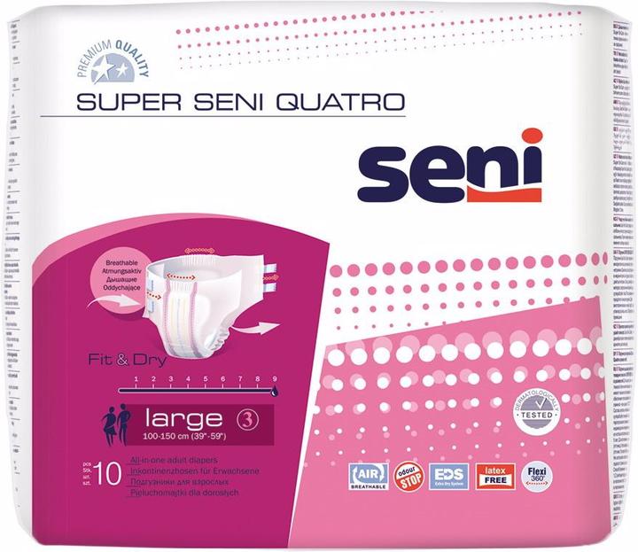 Seni Quatro Windelhosen L atmungsaktiv Hüftumfang 100-150cm 9 Tropfen (10 x, Large)