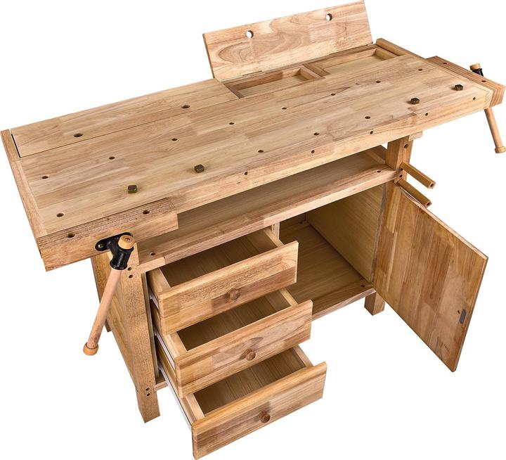 Immagine prodotto Dema Banco di piallatura Banco di lavoro in legno massiccio 125x50x85cm (50 cm, 125 cm)