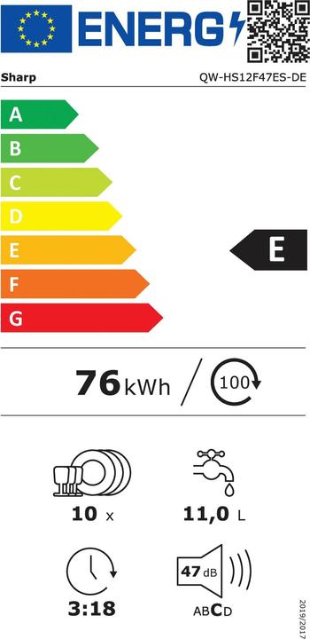 Energy Label Sharp QW-HS12F47ES-EN