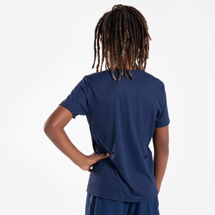 Actual product image Kiprun Laufshirt kurzarm Kinder atmungsaktiv - 500 Dry+ marineblau/grau (140)