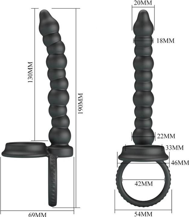 Actual product image Pretty Love Dillion Double Penetration Cock Ring Black