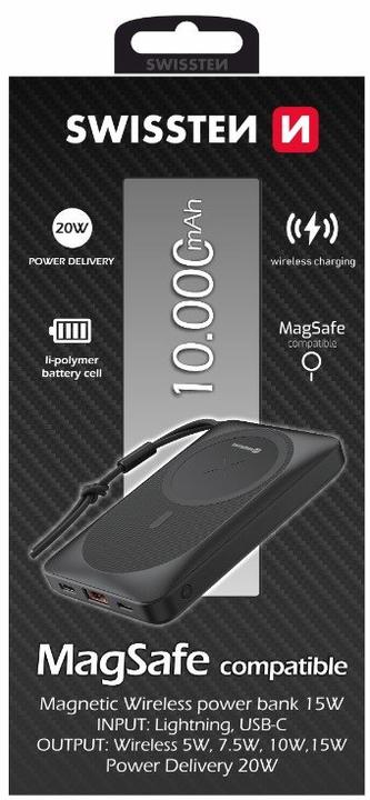 Image du produit Swissten Banque de puissance (10000 mAh, 20 W, 37 Wh)