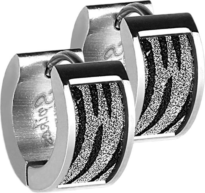Produktbild Star Piercing Ohrring zum Klappen silber mit glitter und Zebramuster (ohne Messing, Chirurgenstahl 316L)