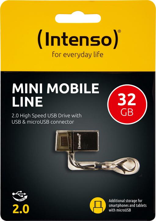 Produktbild Intenso Mini Mobile Line (32 GB, USB 2.0, USB-A, Micro USB)