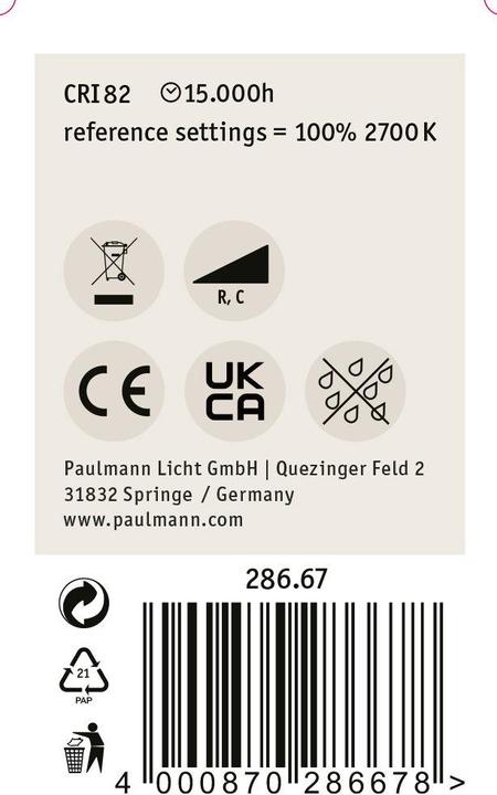 Productafbeelding Paulmann Drop (E14, 4.80 W, 440 lm, 1 x, F)