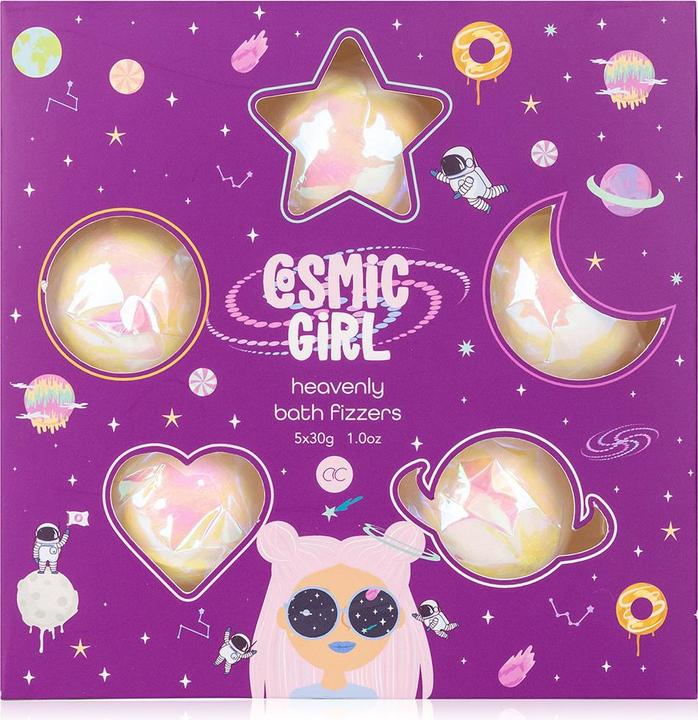 Produktbild Accentra Badefizzer COSMIC GIRL in Geschenkkbox, 5 x 30g, Duft: Bubblegum, Farbe: lila/rosa, VE 6/24 (Badekugeln)