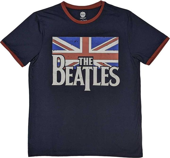 The Beatles Drop T Logo & Vintage Flag Ringer