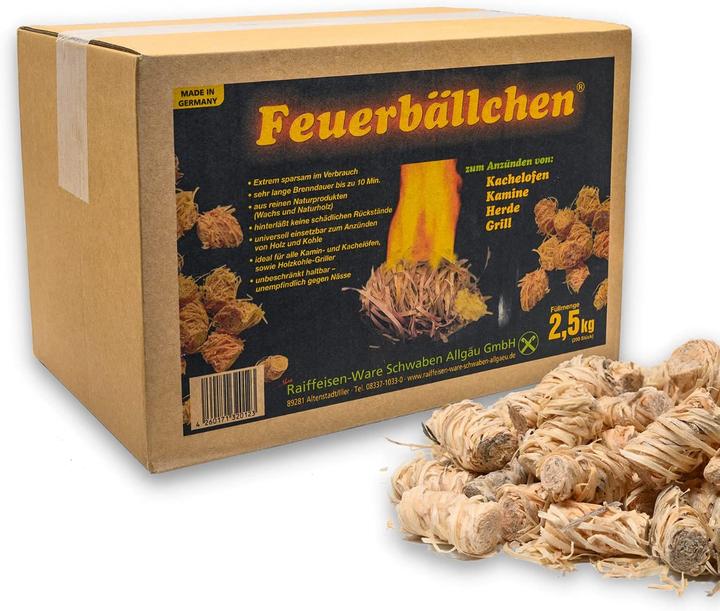 Productafbeelding Raiffeisen-Waren Vuurballen voor het aansteken van tegelkachel, open haard-2,5 kg doos ca. 200 stuks