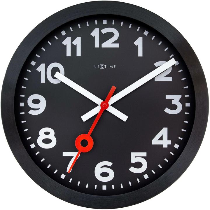 Produktbild Nextime Wanduhr Station Ø 35 cm, Schwarz, Form: Rund (35 cm)