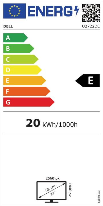 Energy Label Dell UltraSharp U2722DE (2560 x 1440 pixels, 27")