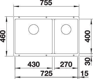 Immagine prodotto Blanco SUBLINEA 430/270-U (Lavello sottopiano, 75.50 cm, 46 cm)