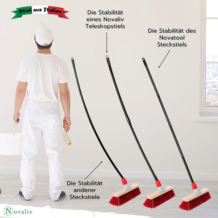 Immagine prodotto Novaliv Gartenbesen mit Stiel und Kratzleiste 40 cm Elaston Borsten Besen draussen Strassenbesen mit S (1 pz.)