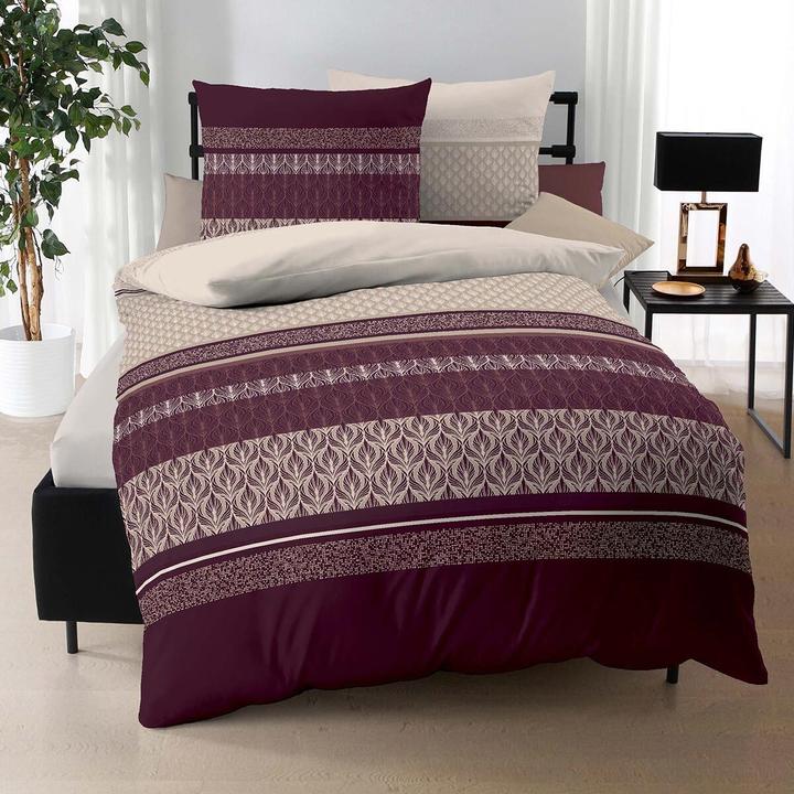 Produktbild Kaeppel Biber Bettwäsche Valencia bordeaux (Bettwäsche Set, 135x200 cm + 80x80 cm)