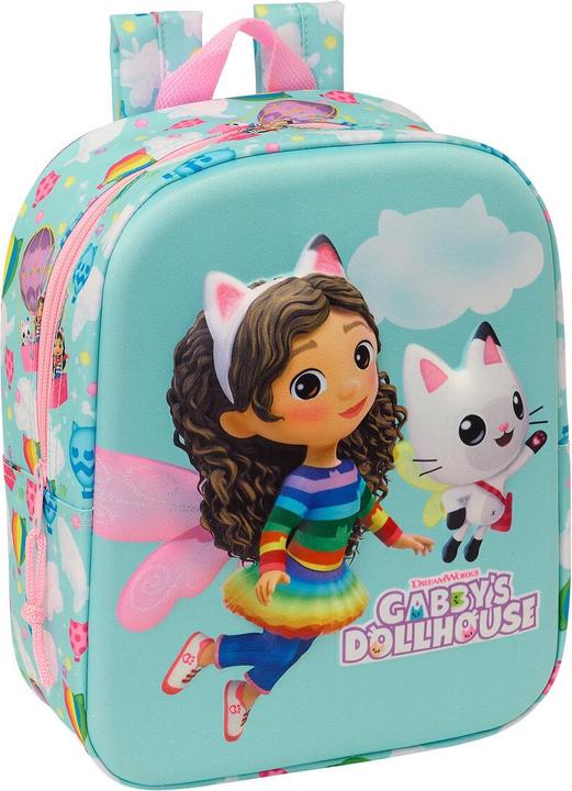 Actual product image Gabby's Dollhouse Pink Sky Blue School Backpack 22 x 27 x 10 cm 3D