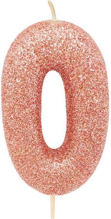 Actual product image Creative Party Bougie Rose Gold numéro 0 à paillettes (1 x)