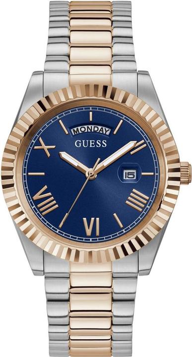 Actual product image Guess Men's Watch GW0265G12 Steel Bi-Color Rosegoud Quartz and Blue Dial (42 mm)