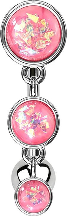 Produktbild Star Piercing Banane silber mit Anhänger drei Schilde Opal Glitter pink (Chirurgenstahl 316L, Messing)