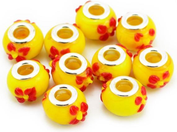 Actual product image Hermex Glass Bead silver plated 925 - Silvery Yellow (Silver 925, Glass)