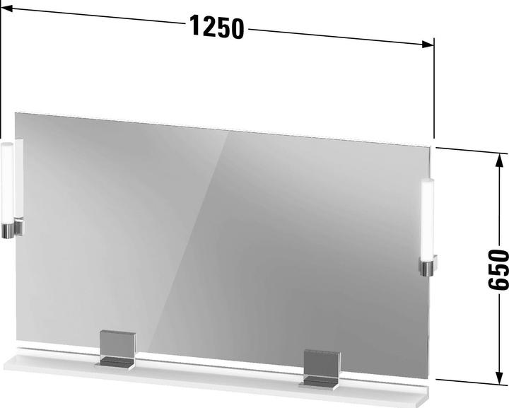 Actual product image Duravit Sivida mirror, diamond black matt, 1250x36x650mm, top light, sensor switch, mains connection