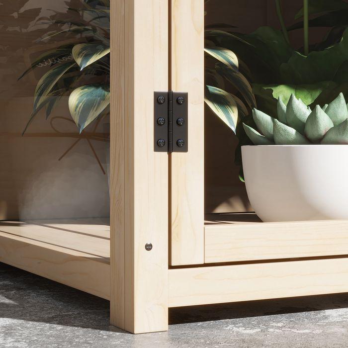 Image du produit Swisshandel24 Serre en bois à 2 étages avec double porte et fenêtre de toit, étanche au vent, nature, 103x61x103cm