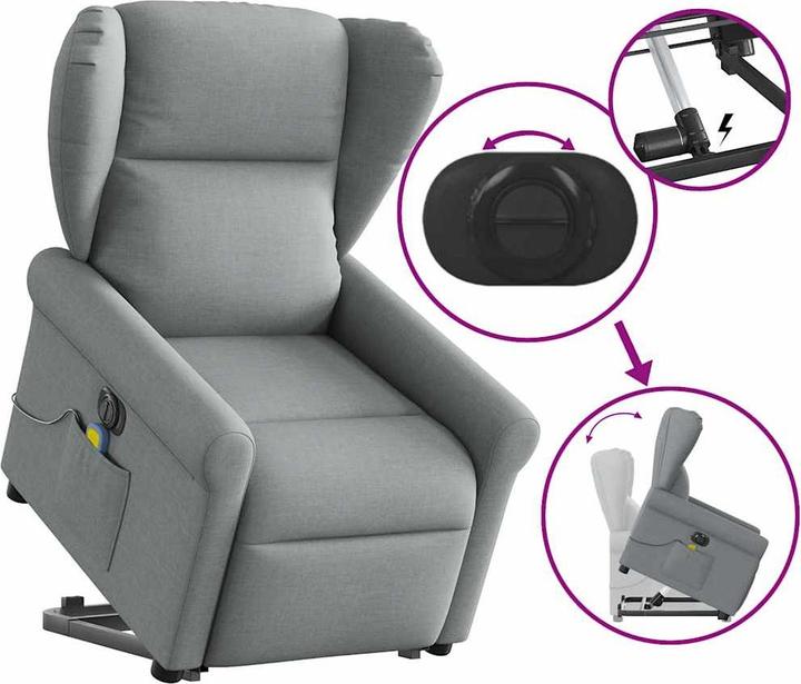 Actual product image VidaXL Electric massage chair with stand-up aid Light grey fabric