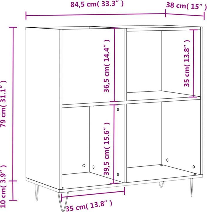 Immagine prodotto VidaXL Plattenschrank Weiss 84,5x38x89 cm Holzwerkstoff, Farbe