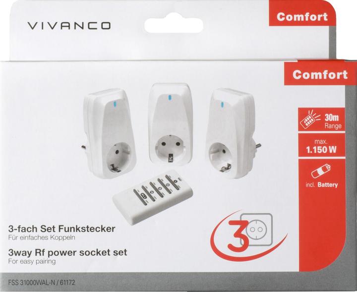 Productafbeelding Vivanco FSS 31000WAL-N Slimme Stekker 1150 W Wit