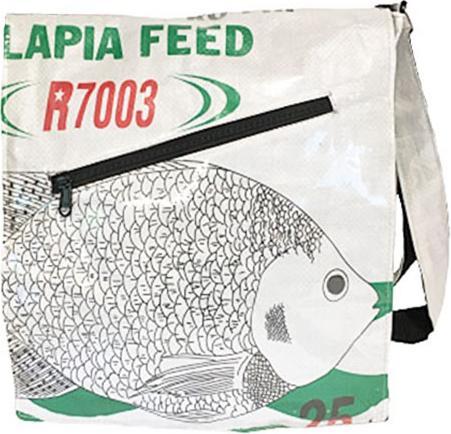 Bekos Upcycling - Studententasche aus recycelten Fischfuttersäcke weiss