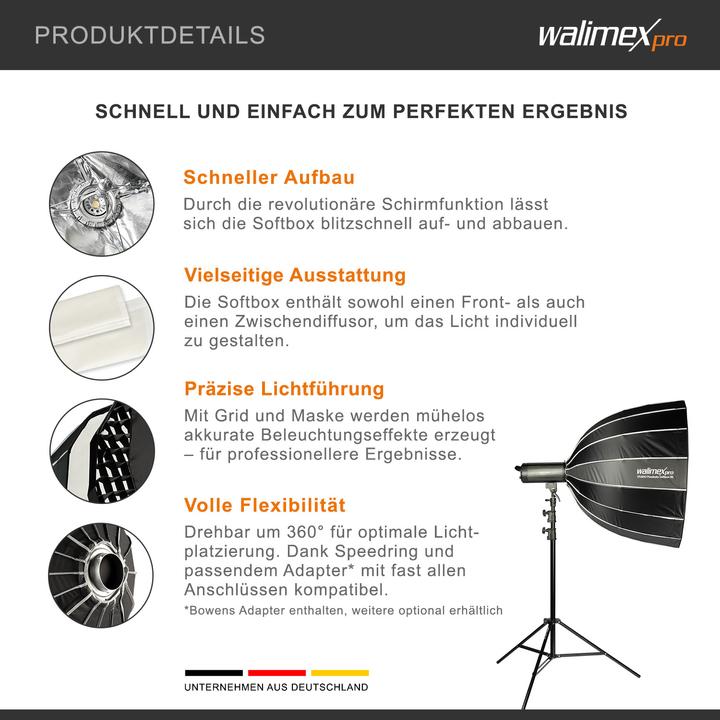 Immagine prodotto Walimex pro Softbox parabolico da studio 90 Hensel EH (Soft box, 90 cm)